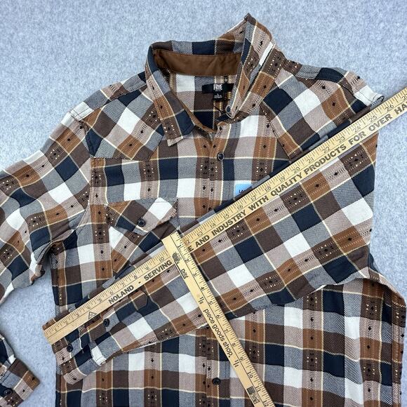 Frye Jacquard Flannel Shirt Men's Size Large Brown Plaid Button Up NEW Read - Picture 12 of 14